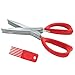 Xpatee 5 Blades Herb Scissors with Cleaning Brush (Red)