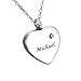 HooAMI Cremation Jewelry Birthstone Name Cremation Urn Necklace - Personalized & Custom Made (Silver Heart)