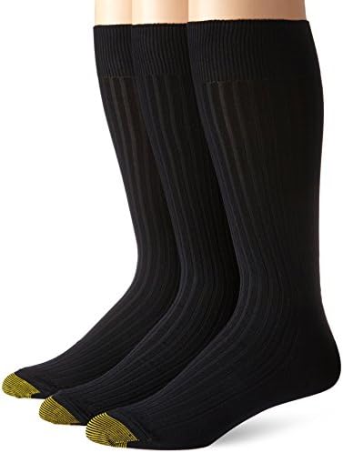 Gold Toe Men's Classic Canterbury Crew Socks, 3-Pairs, Black, X-Large