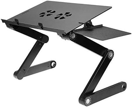 Wetno™ Adjustable Vented Laptop Table Laptop Computer Desk Portable Bed Tray Book Stand Multifuctional &amp; Ergonomics Design Dual Layer Tabletop and Removable Side Tray.