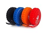Block Tape For Lego 4 Rolls - Self Adhesive Building Block Tape Compatible With Lego, Non-Toxic, Silicone And Flexible Stripe For Walls, Perfect For Kids And Their Friends, Black, Blue, Red, Orange