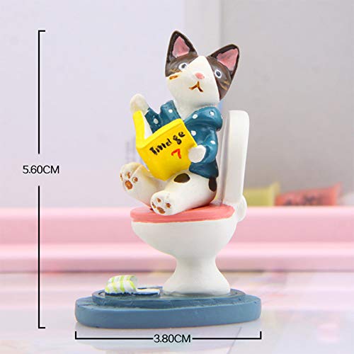 image for VT BigHome 1pc Kitten Sitting Toilet Miniature Figurine Cartoon Cat Fi