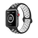 AdMaster Compatible for Apple Watch Bands 42mm,Soft Silicone Replacement Wristband Compatible for iWatch Apple Watch Series 1/2/3 - S/M Black/White
