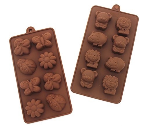 Non-stick Candy Jelly Molds, Chocolate Molds, Soap Molds, Silicone Baking Molds - Forest Theme Happy Bear, Lion, Hippo & Bee, Butterfly - More Fun, Toy Kids Set, Set of 2 - Thumbnail 2