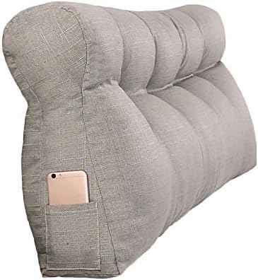 VERCART Large Linen Triangular Positioning Support Reading Backrest Bolster Wedge Pillow Headboard for Day Bed Bunk Bed RV Trailer with Removable Cover Light Gray California King
