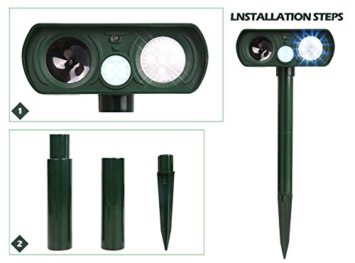 APlus+ Dog Repellent, Outdoor Solar Powered and Weatherproof Ultrasonic Dog/Cat/Mosquito Repeller