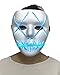 Scary Halloween Mask Cosplay LED Glow Scary EL Wire Light up Grin Masks for Festival Parties Costume (Blue)