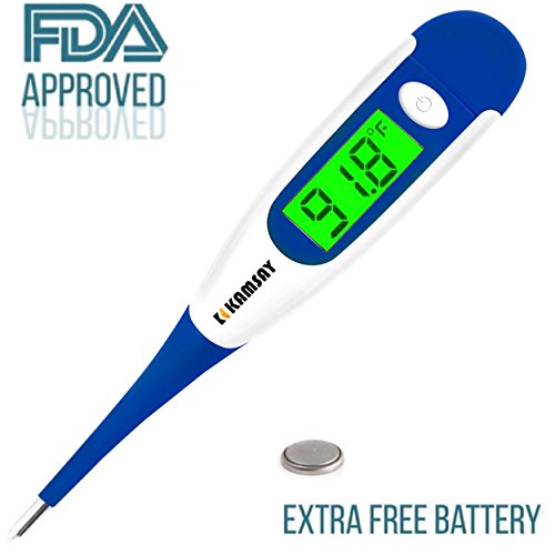 Best FDA Digital Medical Baby Thermometer , Easy Accurate and Fast 10 Second Read Fever Body Temperature , Flexible Tip ,Waterproof for Baby ,Kids, Adults, Pets ,Oral, Underarm,Rectal (Blue)