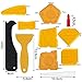 Silicone Caulk Tool with 4-Piece Glass Glue Angle Scraper - 3-in-1 Caulk Finishing Tool Caulk Removal Tool and Grout Removal Tool, (Yellow)
