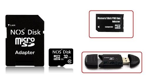 NOSDisk-32-GB-Class-10-High-Speed-Combo-32-GB-Micro-SD-Card-Sony-Pro-Duo-Adapter-sd-Adapter-USB-Card-Reader-PSP-32-GB-Memory-Stick-PRO-Duo-for-PSP-Camera-Phone-Photo-Frame-MicroSD-Adapter-32-GB-Micro-