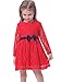 Bonny Billy Girls Long Sleeve Midi Lace Christmas Dress with Bow Sash 7-8 Years Red