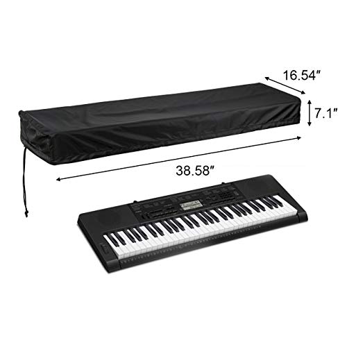 Bluecell Piano Keyboard Dust Cover for 61 Keys Waterproof Dust Proof Electronic Keyboard Bags Cases Covers - Made of Nylon/Spandex- Elastic Cord and - Locking Clasp - Keep It Free From Dust and Dirt - Thumbnail 2
