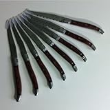 Laguiole Set of 8 Steak Knives Forged Steel Blades Pakka Wood Handles Finished By Hand