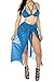 Kisscynest Women's 3 Piece High Waisted Halter Bikini Swimsuit Cover Ups Set Blue M