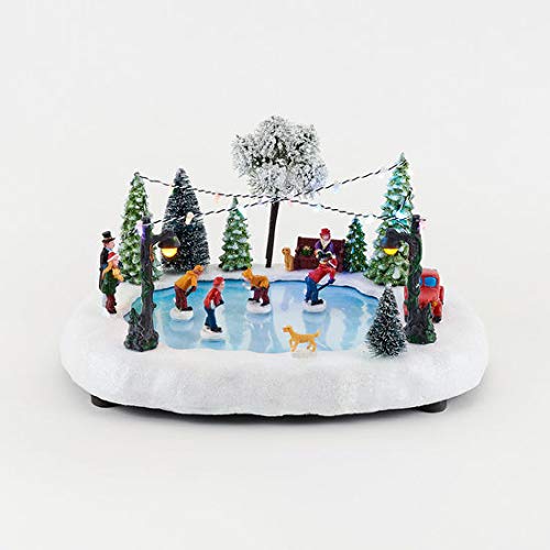 Home & Kitchen Animated Christmas Village Skating Rink with Lights and