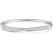 Caperci White Gold Plated Cubic zirconia Diamond Crossover Bangle Bracelets for Women, 7.25''