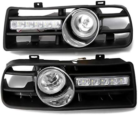 WEISHAZI One Pair Front Lower Side Bumper Grille with LED Fog Light & DRL Light for VW Golf MK4