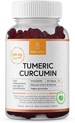 VITAYUMMY Tumeric Gummies with Natural Color and Flavour, Allergen-Free and Gelatin-Free Organically. 60 Vegan Gummies. 1 Month Supply