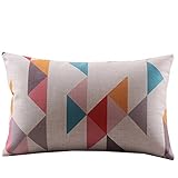 Createforlife Cotton Linen Decorative Throw Pillow Case Cushion Cover Multicolor Tetris Pattern Rectangle 12