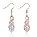 Fashion 14K Rose Gold Cubic Zirconia Infinity Dangle Drop Earrings For Women Sensitive Ears CZ Crystal Wedding Hypoallergenic primary