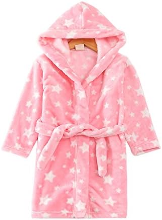 Evebright Kids Girls Pink Toddler Hooded Bathrobe Soft Fleece