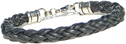 BLACK Braided Leather Rope Bracelet 8"