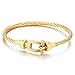 COOLSTEELANDBEYOND Stainless Steel Gold Color Twisted Cable Anchor Shackles Bangle Bracelet for Women Men
