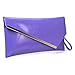 b.m.c BMC Fashionably Chic Cool Purple Faux Leather Gold Metal Accent Envelope Style Statement Clutch