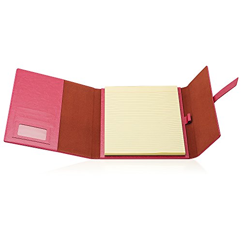 Gallaway Leather Padfolio Portfolio Folder - Perfect for Your Interviews, Resumes, Presentations and Meetings and it fits Letter, Legal, A4 Notebooks and Notepads (Pink)