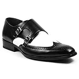 UV Signature PA003 Men's Perforated Wing Tip Double Monk Strap Dress Shoes