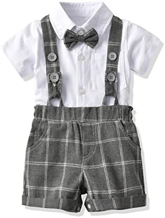 FERENYI US Baby Boys Bowtie Gentleman Romper Jumpsuit Overalls Rompers