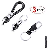 MIMISS 3Pack Genuine Leather Car Logo Keychain for Toyota Key Chain Accessories Keyring