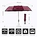 Bodyguard Windproof Travel Umbrella, 10 Ribs Folding Umbrella with Teflon Coating, Auto Open and Close Compact Umbrella with Gift Leather Case