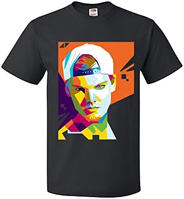 Palalula Women's Music Tim Bergling Avicii Orange Face Tribute T-Shirt L Black