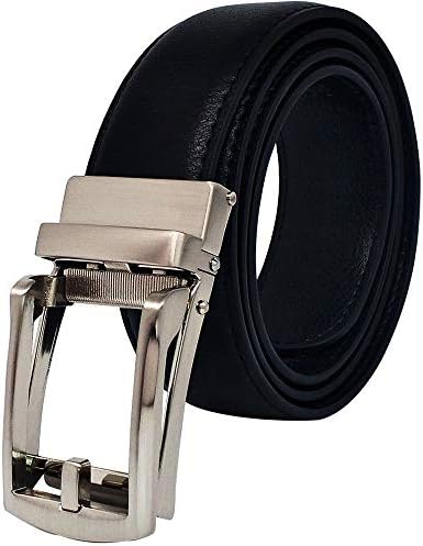 Men's Ratchet Genuine Leather Belts with Automatic Buckle for Waist Size 28"