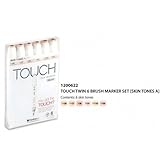 ShinHan TOUCH TWIN Art Markers Flexible Brush / Medium Chisel Tips Set of 6 