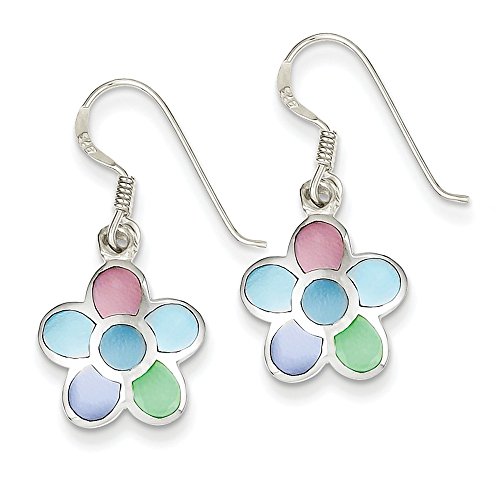 Mia Diamonds 925 Sterling Silver Multi-Colored Shell Flower Earrings (27mm x 13mm)