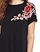 ROMWE Women's Short Sleeve Shirt Embroidered Floral Casual Swing Dress Black M