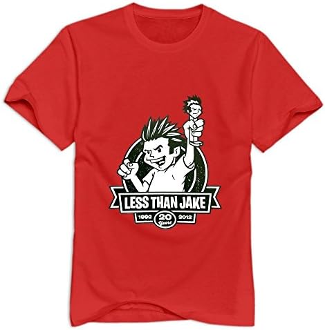 TWSY Men's Less Than Jake T-Shirt Red US Size L,100% Organic Cotton