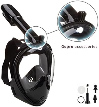 Snorkel Mask Full Face Anti-fog 180° Panoramic Diving Mask Upgraded Breath Free Snorkeling Mask Black Large