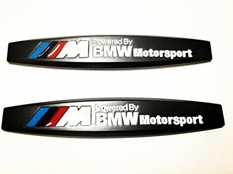 Bzqq 2 pcs ///M Car decoration Accessories Zinc alloy Shuttle shape Emblem Badge Decal Fender Side Sticker Apply To For (black)