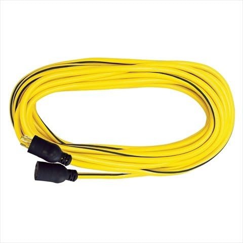 Voltec 05-00333 10/3 SJTW Outdoor Locking Extension Cord, 100-Foot, Yellow with Black Stripe