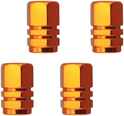 Abfer Tire Air Valve Stem Cap Aluminum Alloy Car Wheel Pressure Caps Cover Screw Shape Fit Most Vehicle Truck Motorcycles Bikes (Orange)