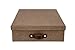 Bigso Oskar Letter Box, Canvas-Like Paper-Laminated Fiberboard with Leather Handle, Dark Brown, 3 3 x 10 2 x 13 8 Inches