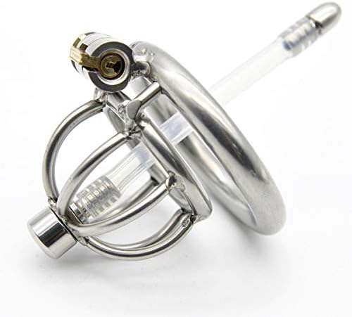 Stainless Steel Mini Male Chastity De-vice Cage with Spikes Stealth Lock Ring Sound P-énis Sleeve Funny Toys for Men,45mm