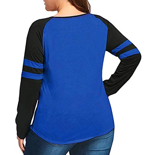 Clearance Sale Orangeskycn Women Pullover Stripe Patchwork Plus Size V Neck Tops - Thumbnail 3