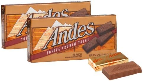 Andes Toffee Crunch Thins 28-Piece 2-Pack Bundle with Candy Lovers Shop Recipe Book