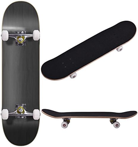 Black Blank Complete Skateboard Stained Black Deck Board 7.75" Skateboards Ready To Ride Longboard Wheel Skate Professional Adult