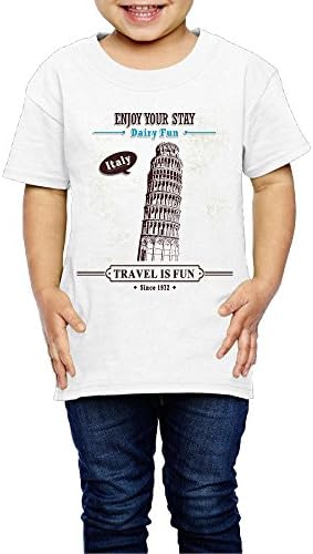 Sosoul Enjoy Leaning Tower Short Sleeve Kids T Shirt New Style Size 5-6 Toddler White
