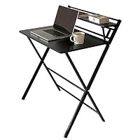 JIWU 2-Style Folding Desk for Small Space, Home Office Workstation with Shelf, Simple Computer Desk Laptop Writing Table